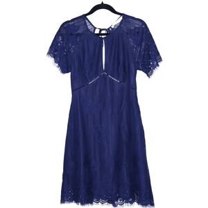 ASTR The Label Shelley Mini Dress Navy Lace Overlay Cut Out Back Women's M